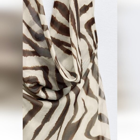 ZARA PRINTED TULLE HALTER DRESS - Picture 8 of 9